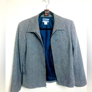 Pendleton Navy Blue Tweed Chevron Jacket And Skirt Suit Or Separate